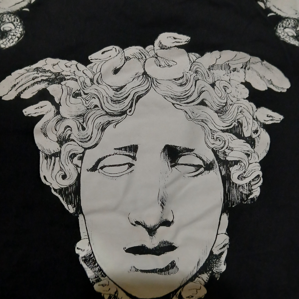 Versace Black Tee with Medusa Tag
